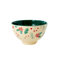 Christmas Poinsettia Print Small Melamine Bowl Rice DK